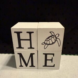 White HOME Decorative Blocks with Design